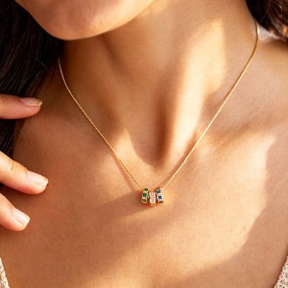 Personalized Kids Circle Birthstone Necklace, Minimalist Jewelry Gift for Girls
