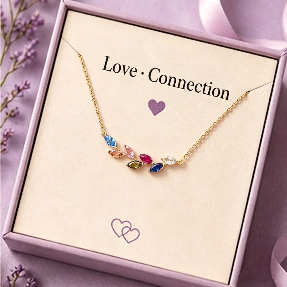Personalized Family Necklace with Birthstones, Custom Mom Necklace with Kids Birthstones, Grandma Necklace, Meaningful Christmas Gift
