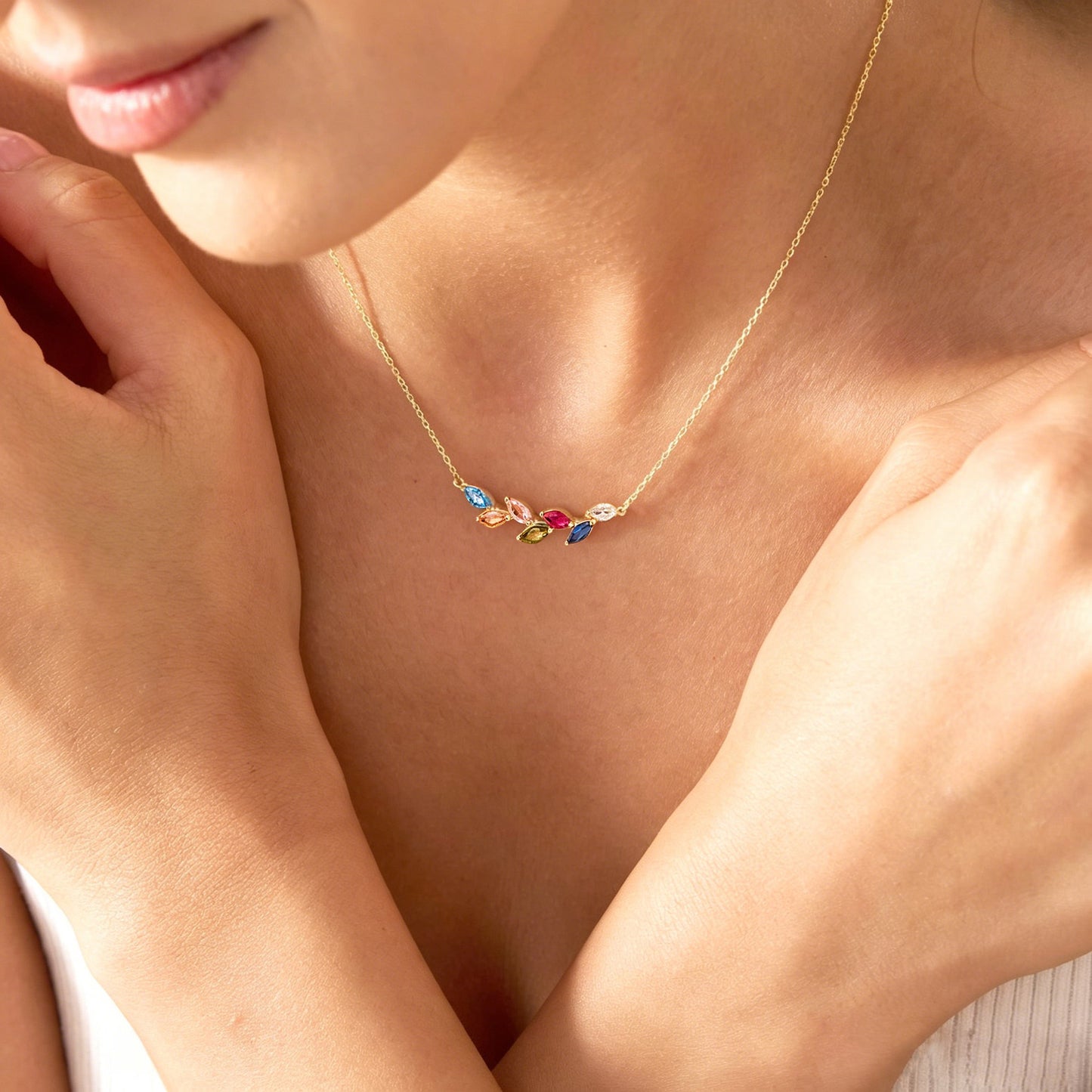 Personalized Family Necklace with Birthstones, Custom Mom Necklace with Kids Birthstones, Grandma Necklace, Meaningful Christmas Gift