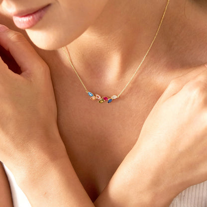 Personalized Family Birthstone Necklace, Mom & Grandma Gift with Kids Birthstones