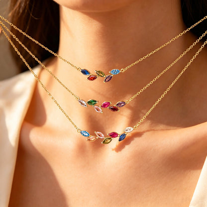 Personalized Family Birthstone Necklace, Mom & Grandma Gift with Kids Birthstones
