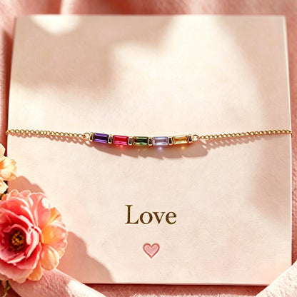 Personalized Mom Gold Birthstone Bracelet, Family Bracelet with Kids Birthstones