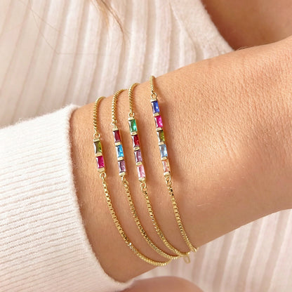 Personalized Mom Gold Birthstone Bracelet, Family Bracelet with Kids Birthstones
