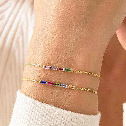Personalized Mom Gold Birthstone Bracelet, Family Bracelet with Kids Birthstones