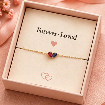 Personalized Heart Birthstone Bracelet, Mother Daughter Jewelry Gift