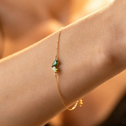 Personalized Heart Birthstone Bracelet, Mother Daughter Jewelry Gift