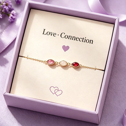Personalized Leaf Birthstone Bracelet, Custom Wedding & Birthday Jewelry Gift