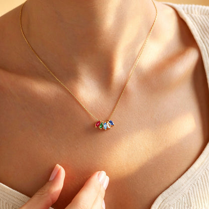 Personalized Family Birthstone Necklace, Mom & Grandma Gift