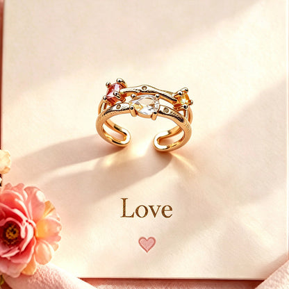 Personalized Open Birthstone Ring, Minimalist Three Stone Promise Ring