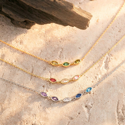 Personalized Leaf Birthstone Bracelet, Custom Wedding & Birthday Jewelry Gift