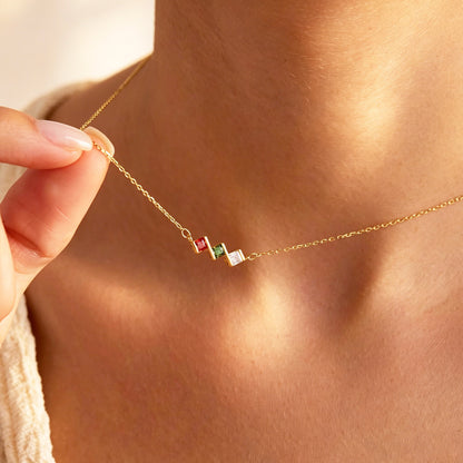 Christmas Gift for Mom, 14K Gold Family Birthstone Necklace