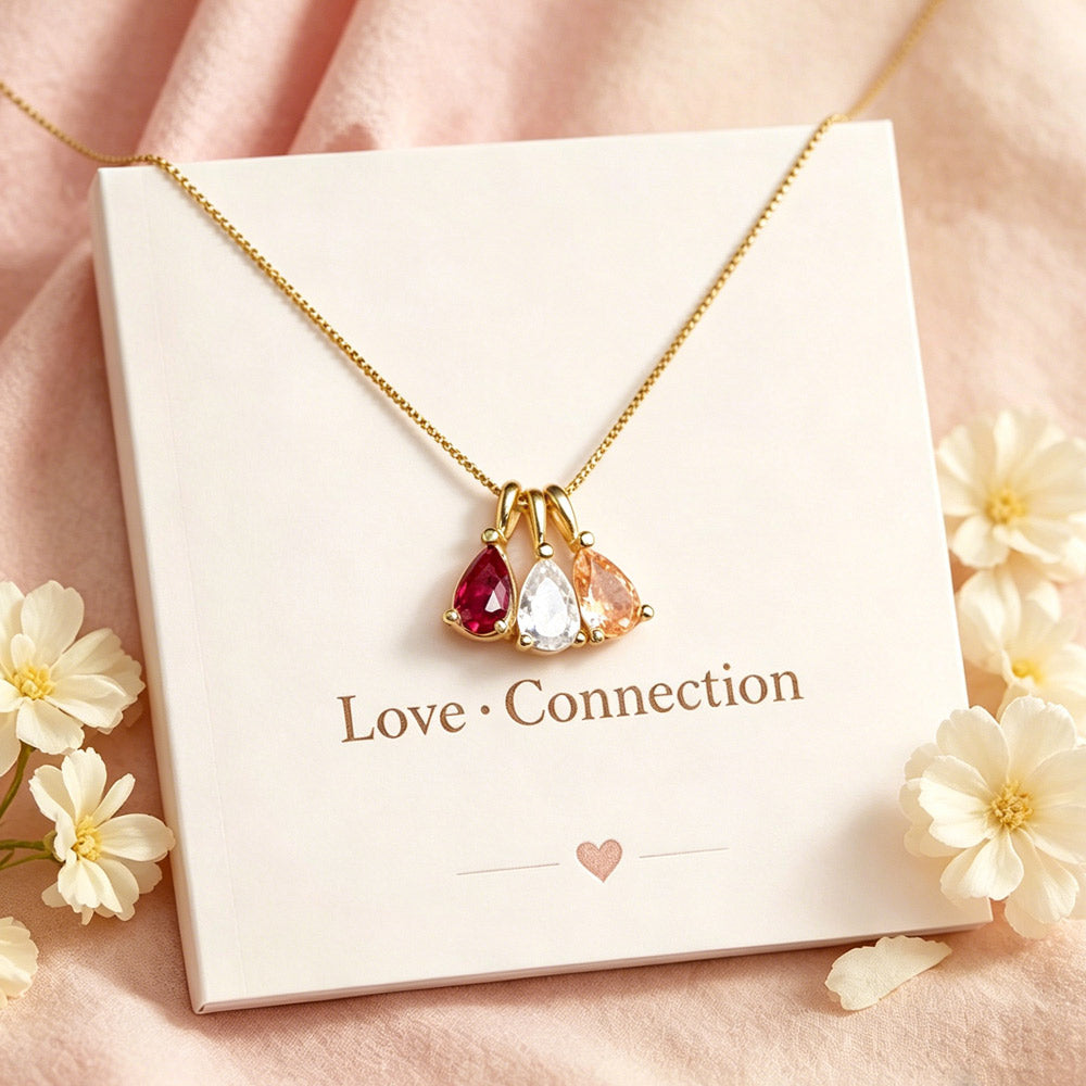 Personalized Kids Dainty Teardrop Pendant Birthstone Necklace, Custom Children's Jewelry, Gift for Girls