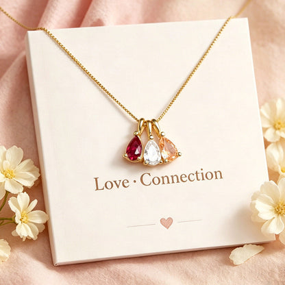 Personalized Kids Teardrop Birthstone Necklace, Custom Children's Jewelry Gift