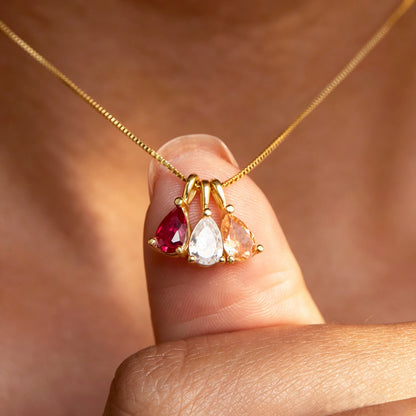 Personalized Kids Teardrop Birthstone Necklace, Custom Children's Jewelry Gift