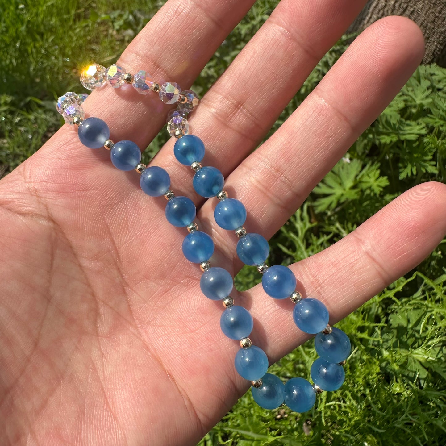 Candy Agate & Crystal Double Wrap Bracelet