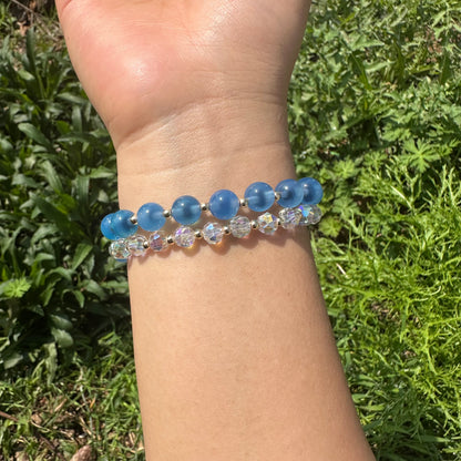 Candy Agate & Crystal Double Wrap Bracelet