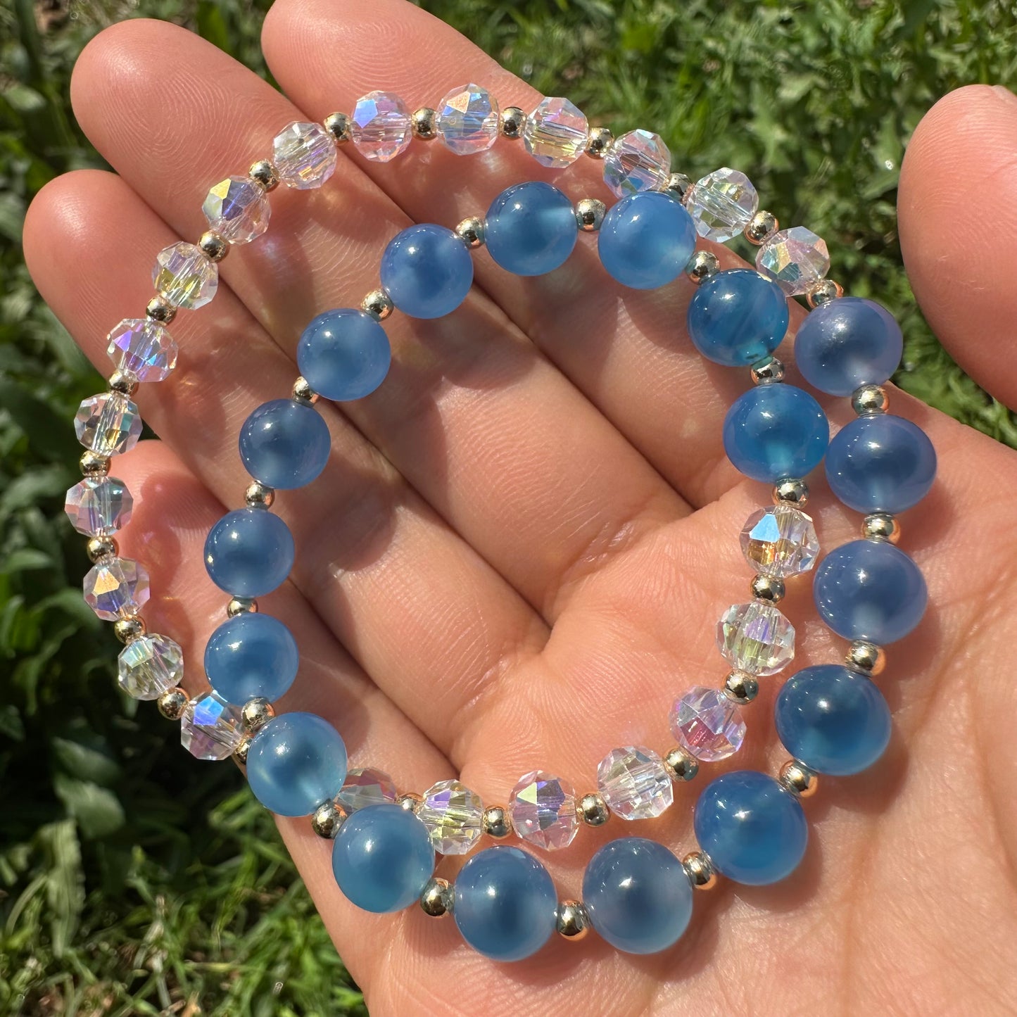 Candy Agate & Crystal Double Wrap Bracelet