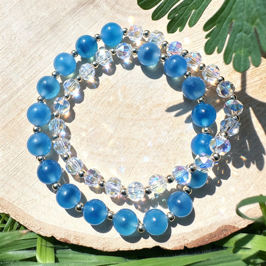 Candy Agate & Crystal Double Wrap Bracelet
