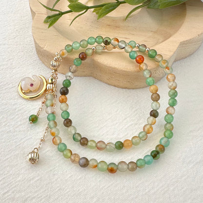 Agate Moon Rabbit Double Layer Bracelet