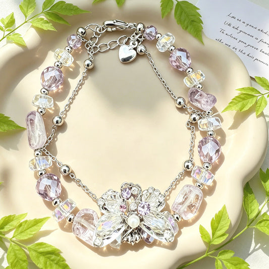 Natural Amethyst Double Layer Crystal Bracelet