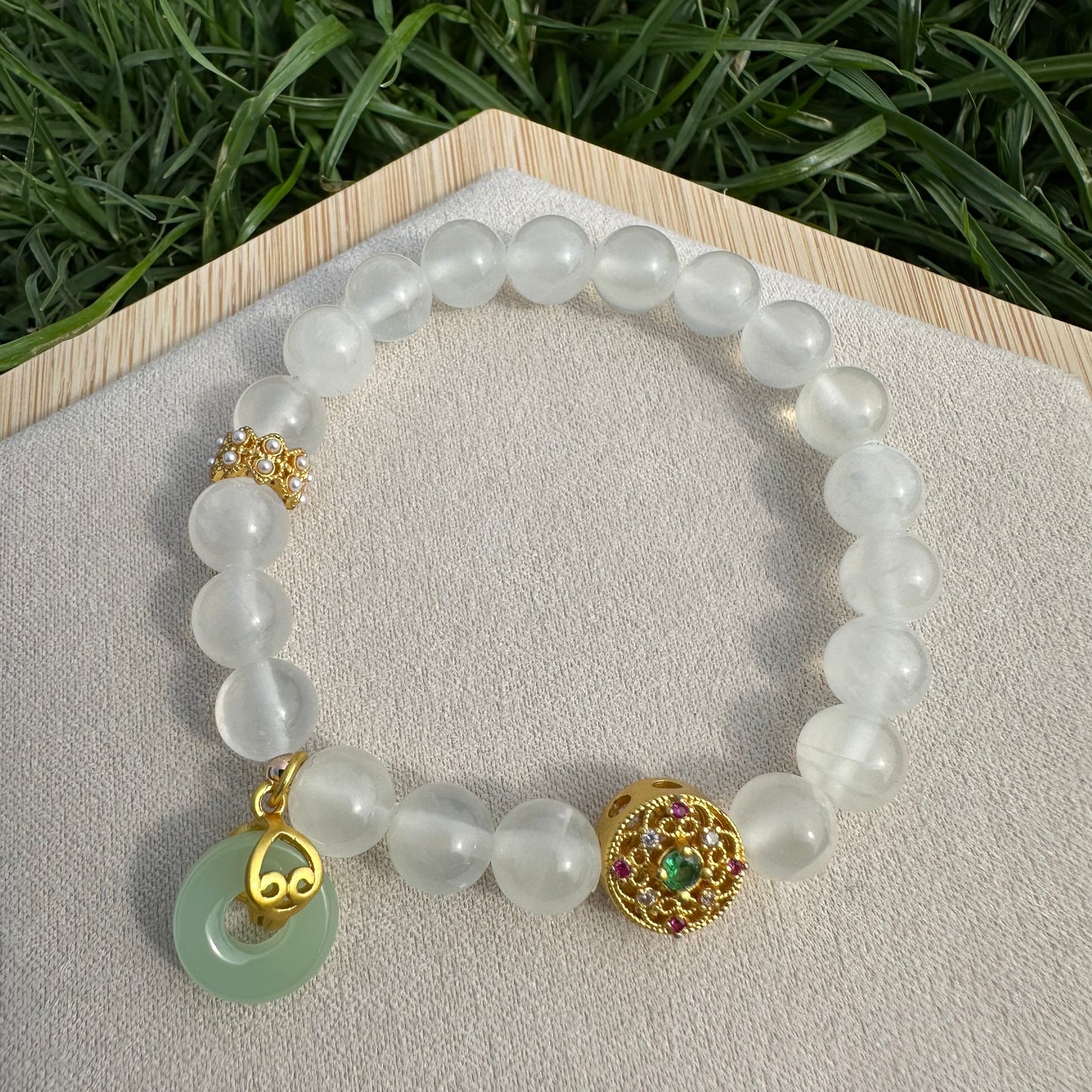 Vintage White Jade Bracelet