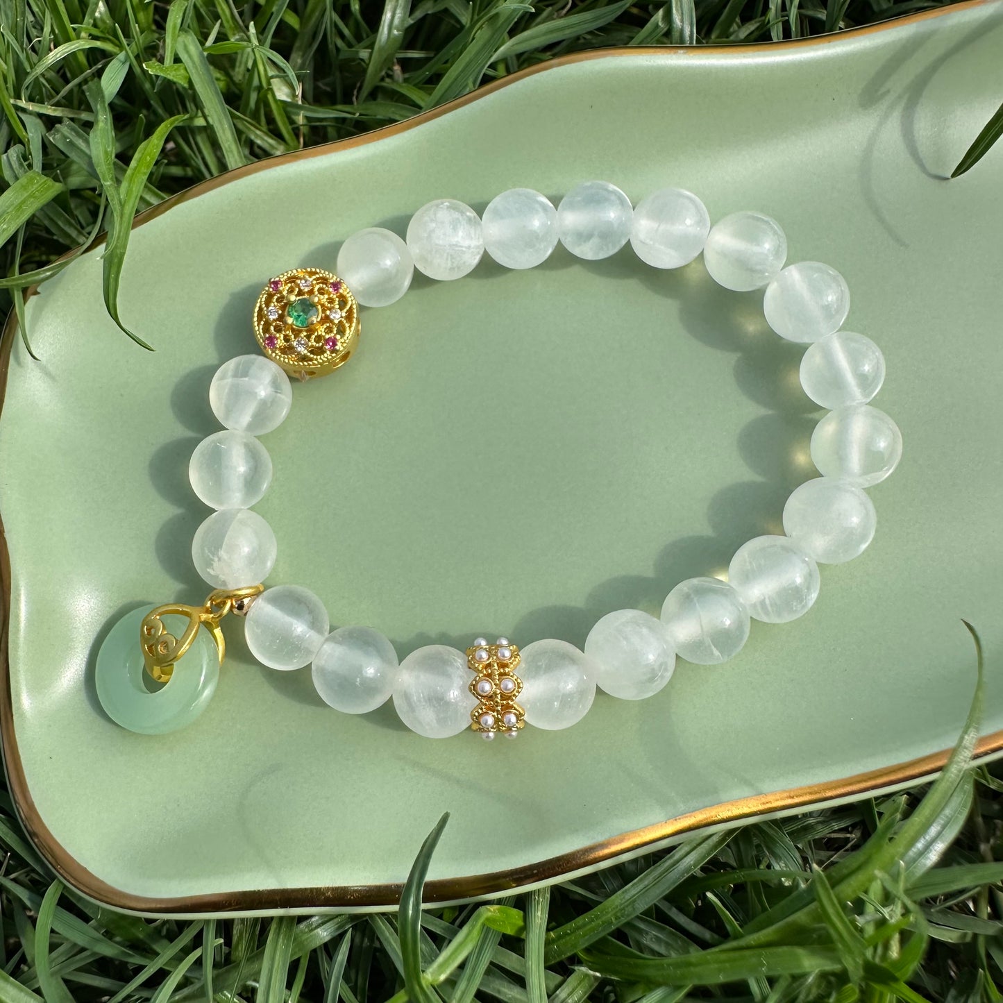 Vintage White Jade Bracelet