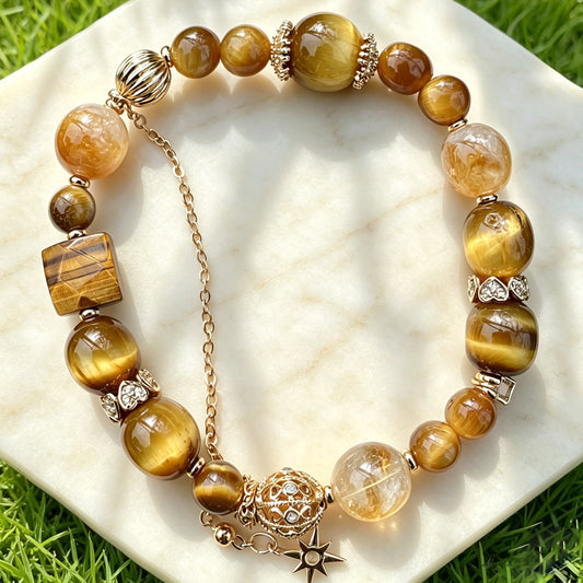 Natural Golden Tiger Eye Star Bracelet