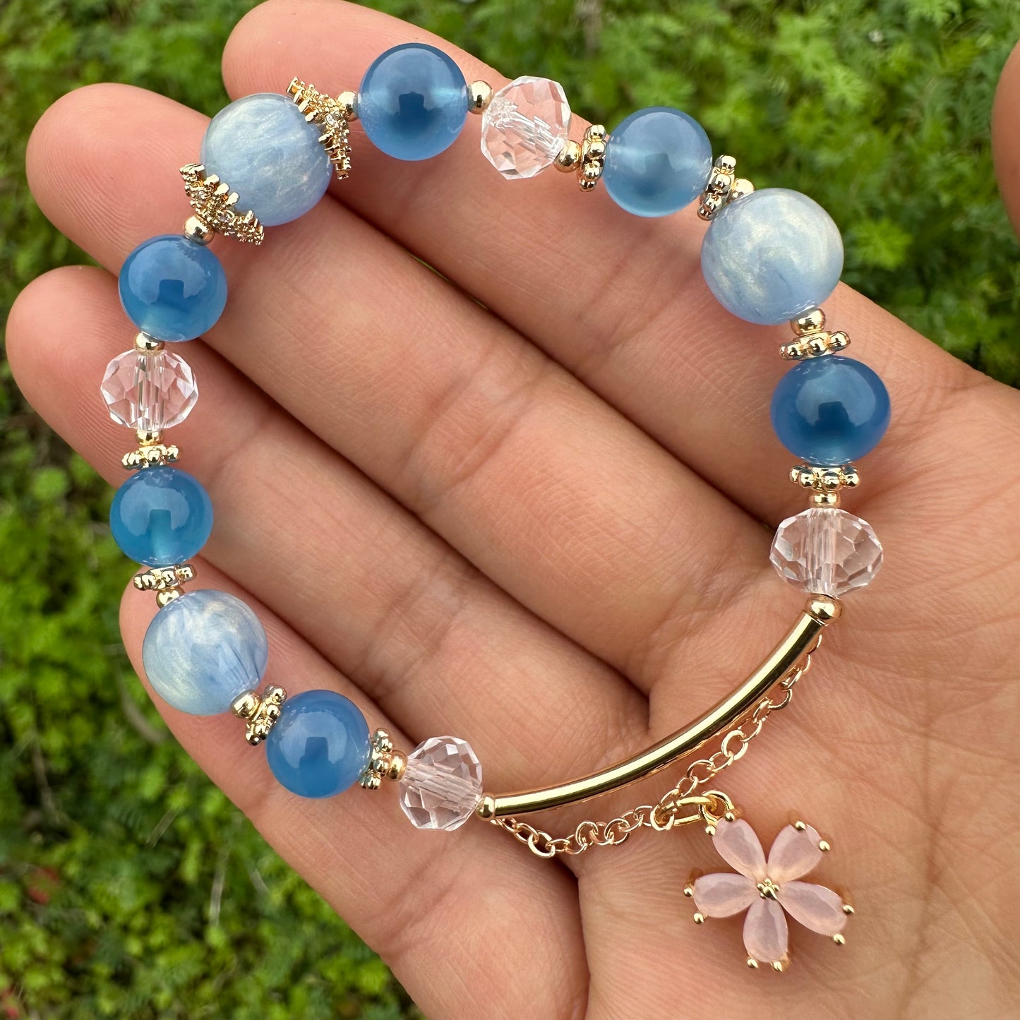 Agate Clover Charm Bracelet