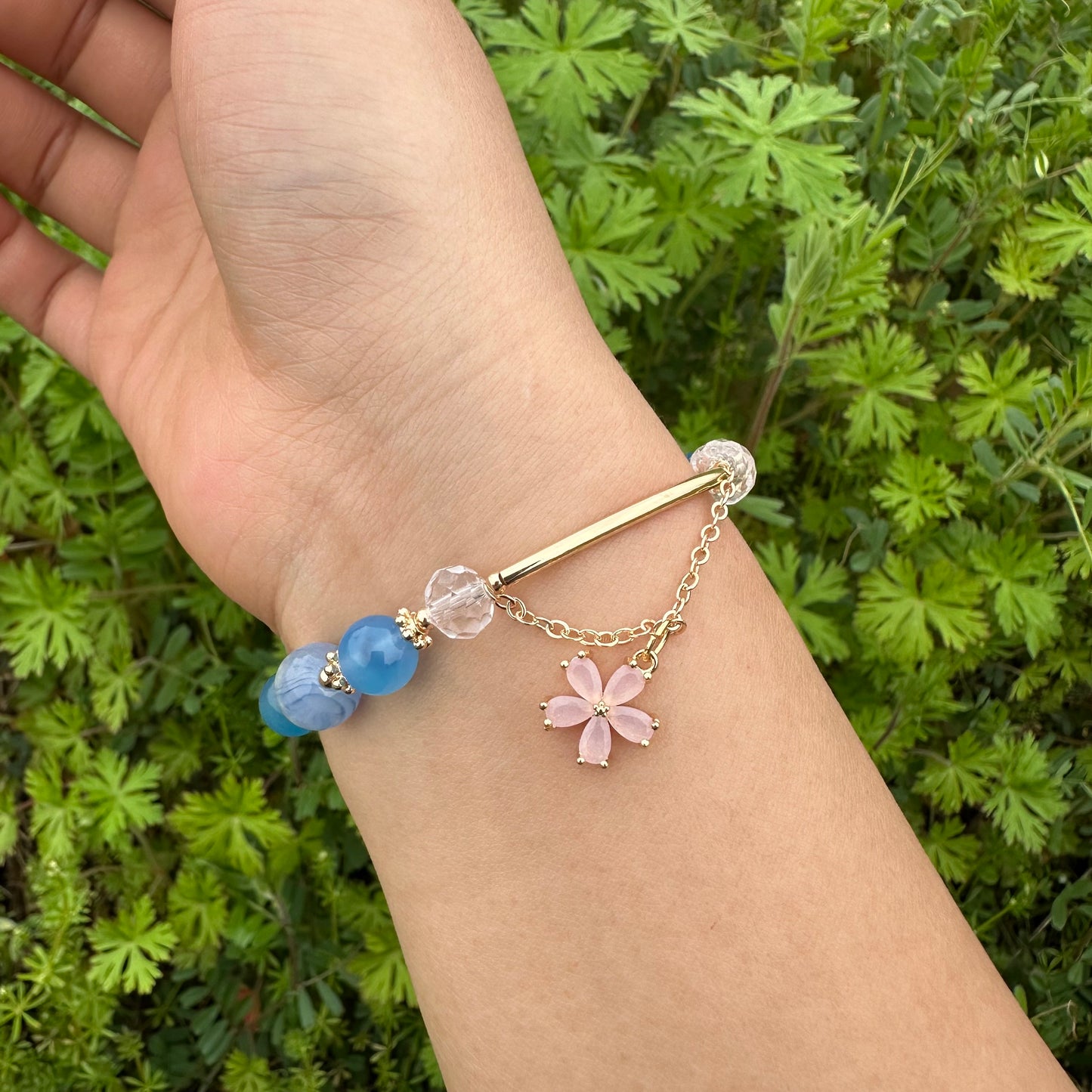 Agate Clover Charm Bracelet