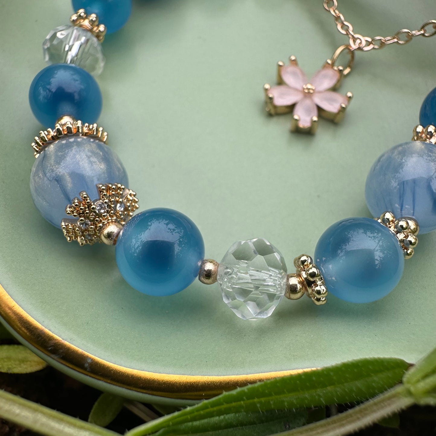 Agate Clover Charm Bracelet