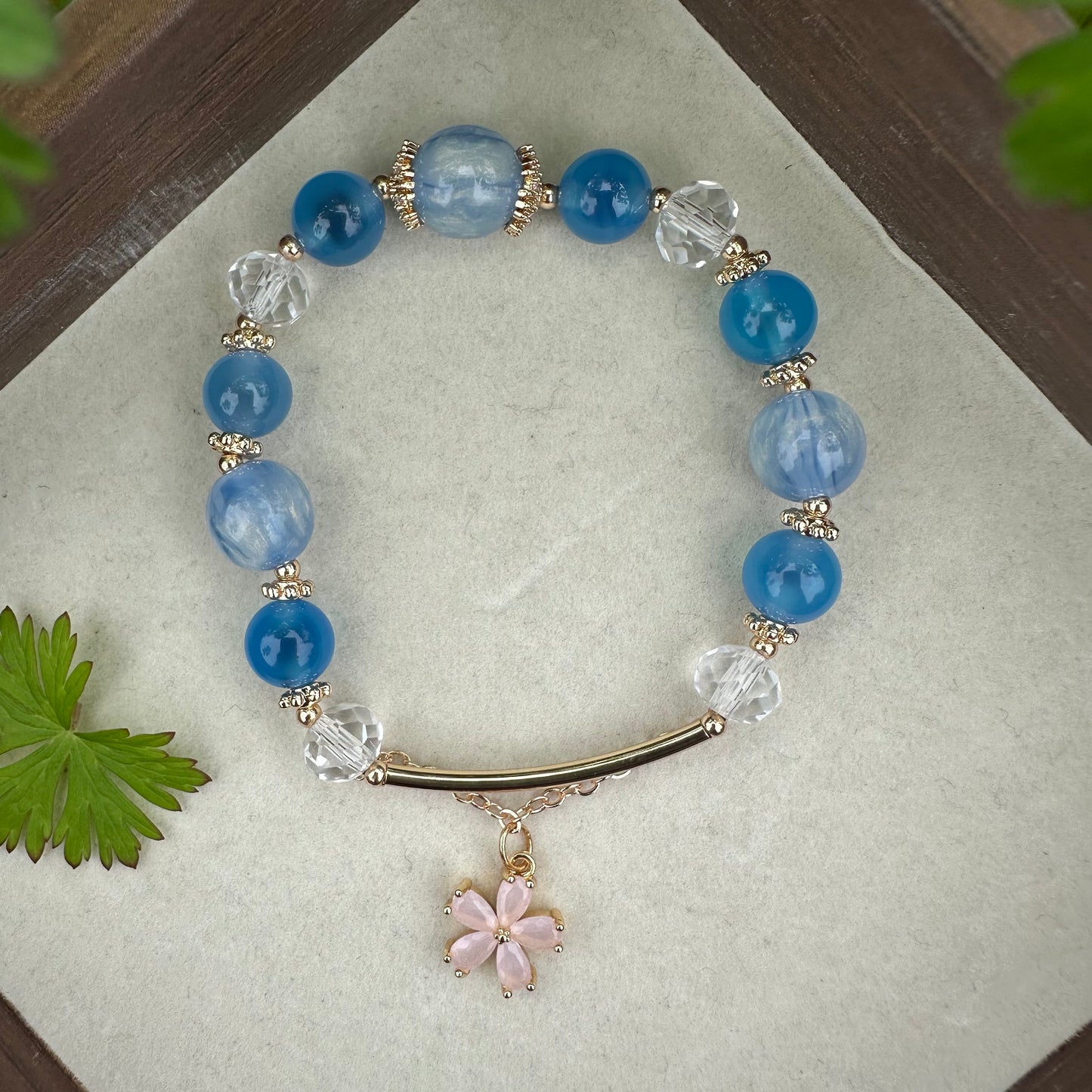 Agate Clover Charm Bracelet