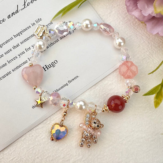 Toy Kingdom Pink Crystal Bear Bracelet
