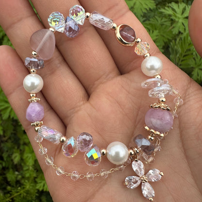 Cat Eye Heart Pearl Lucky Clover Bracelet