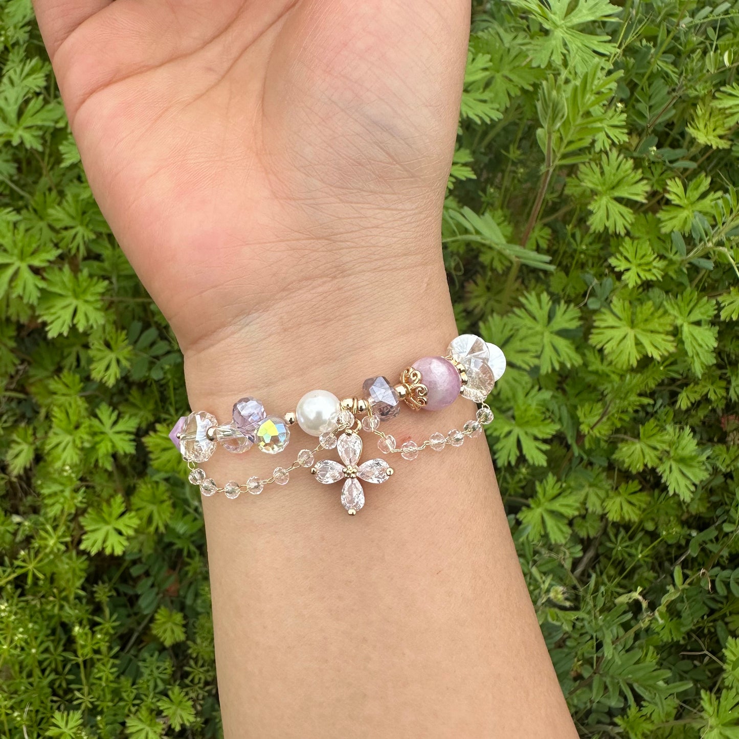 Cat Eye Heart Pearl Lucky Clover Bracelet