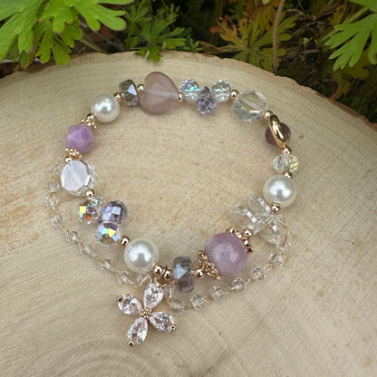Cat Eye Heart Pearl Lucky Clover Bracelet