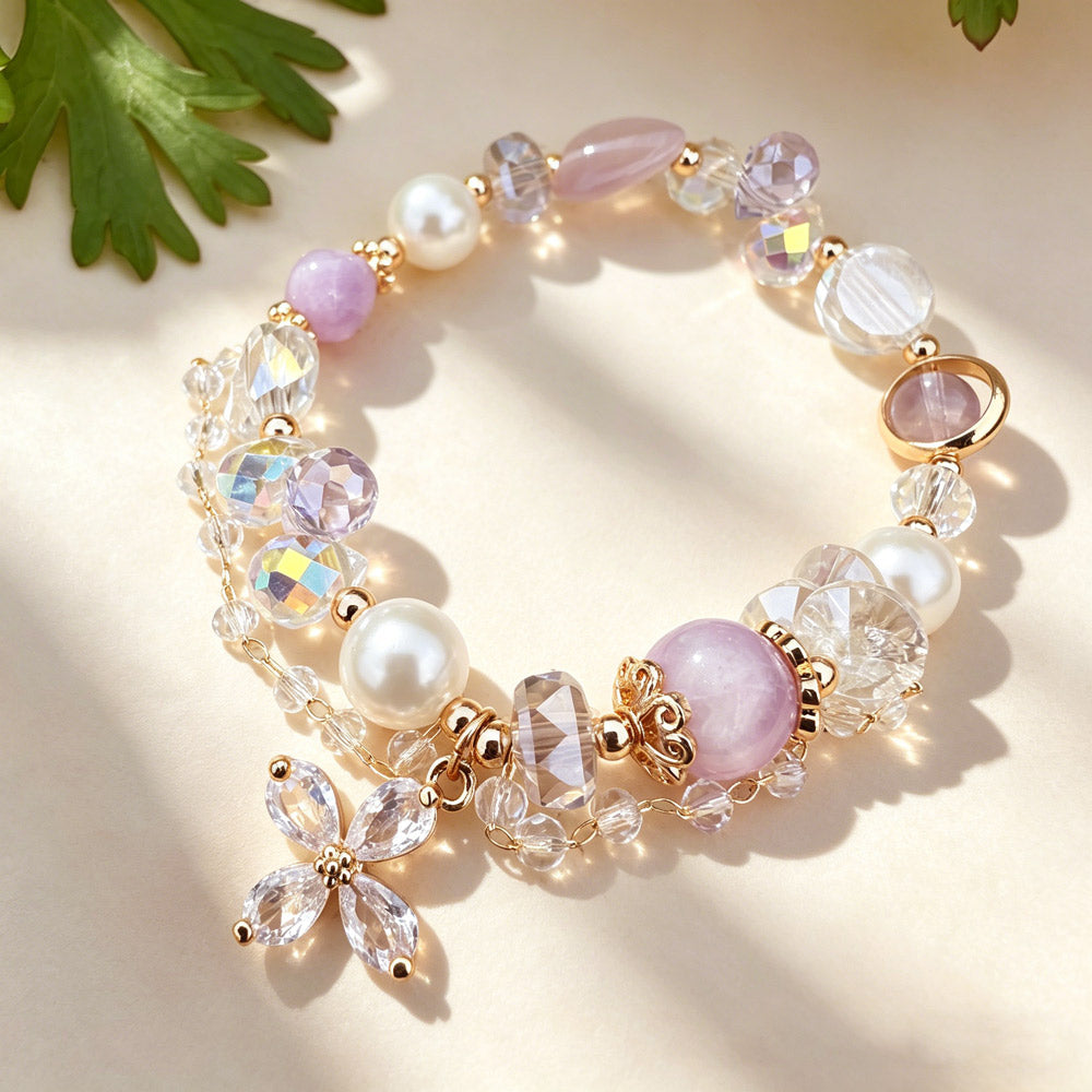 Cat Eye Heart Pearl Lucky Clover Bracelet