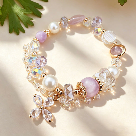 Cat Eye Heart Pearl Lucky Clover Bracelet