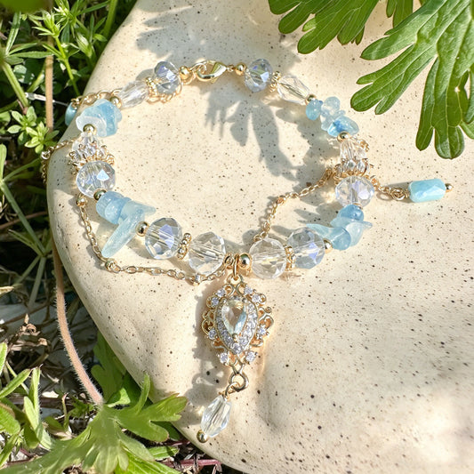 Princess Style Aquamarine Crystal Bracelet