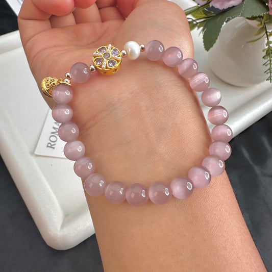 Cat Eye Pearl Bell Bracelet