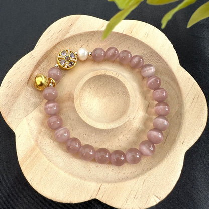 Cat Eye Pearl Bell Bracelet