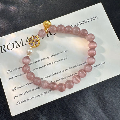 Cat Eye Pearl Bell Bracelet