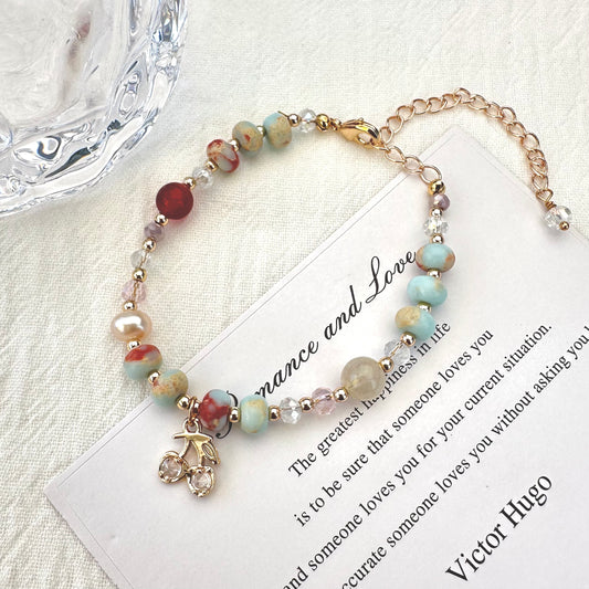 Shoushan Stone, Red Agate & Cherry Bracelet
