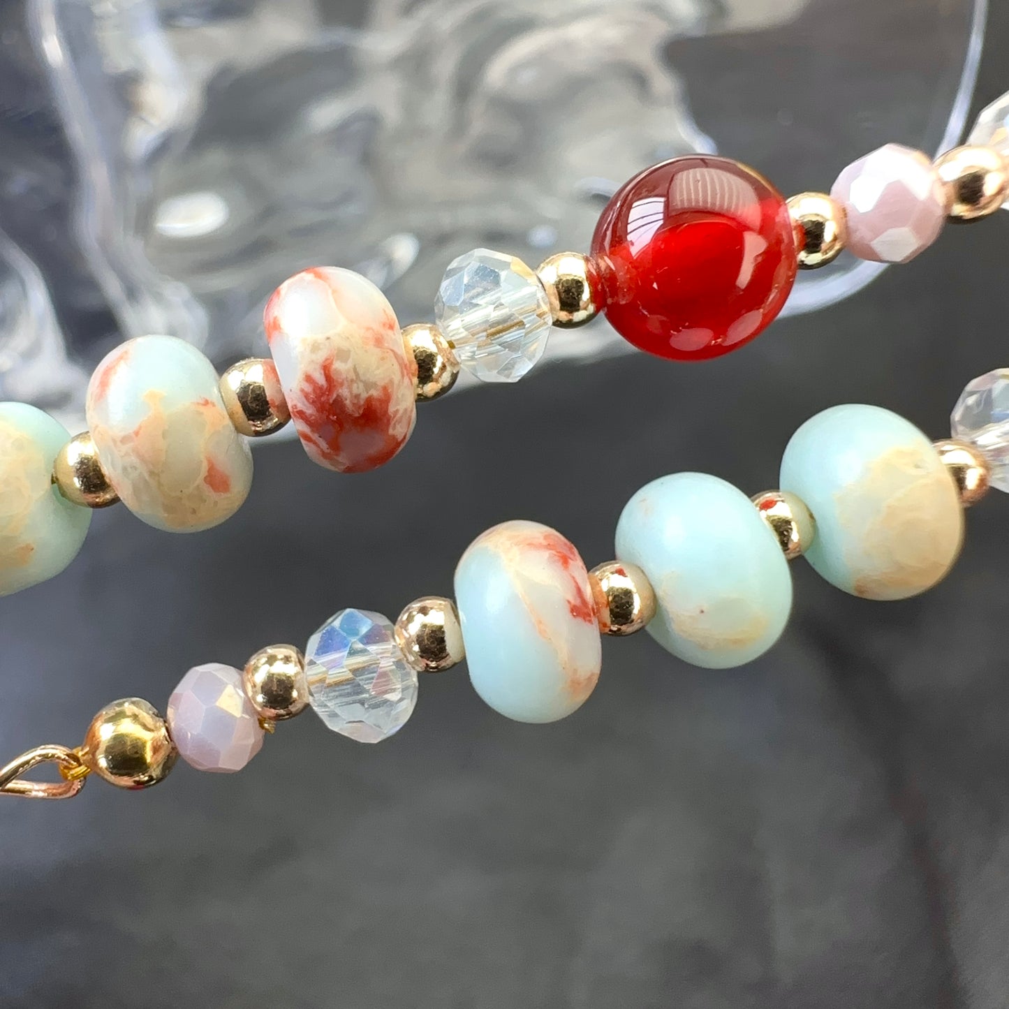 Shoushan Stone, Red Agate & Cherry Bracelet