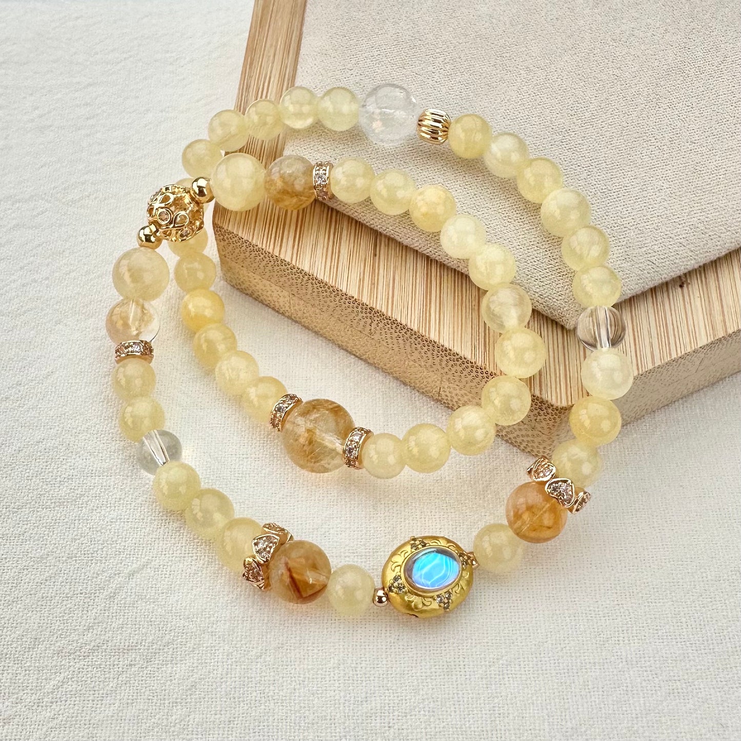 Golden Jade & Citrine Double Layer Bracelet