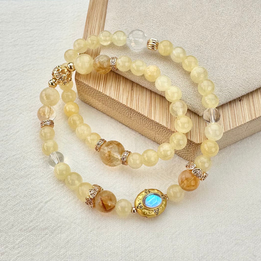Golden Jade & Citrine Double Layer Bracelet