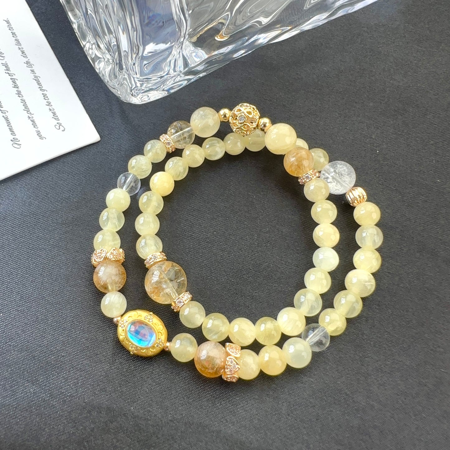 Golden Jade & Citrine Double Layer Bracelet