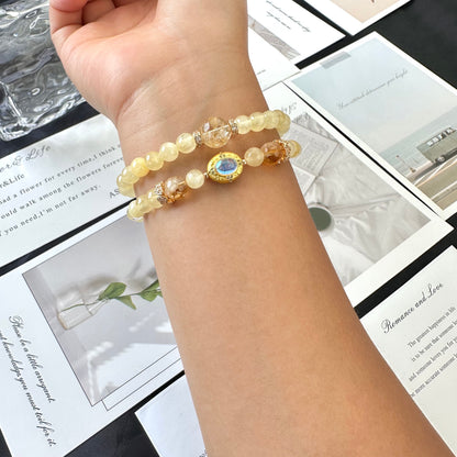 Golden Jade & Citrine Double Layer Bracelet