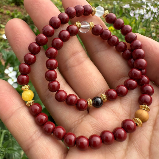 Cinnabar Five Elements Double-Layer Bracelet
