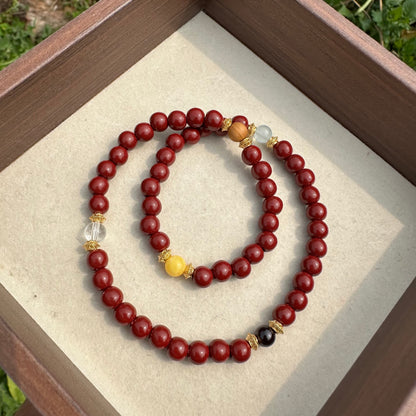 Cinnabar Five Elements Double-Layer Bracelet
