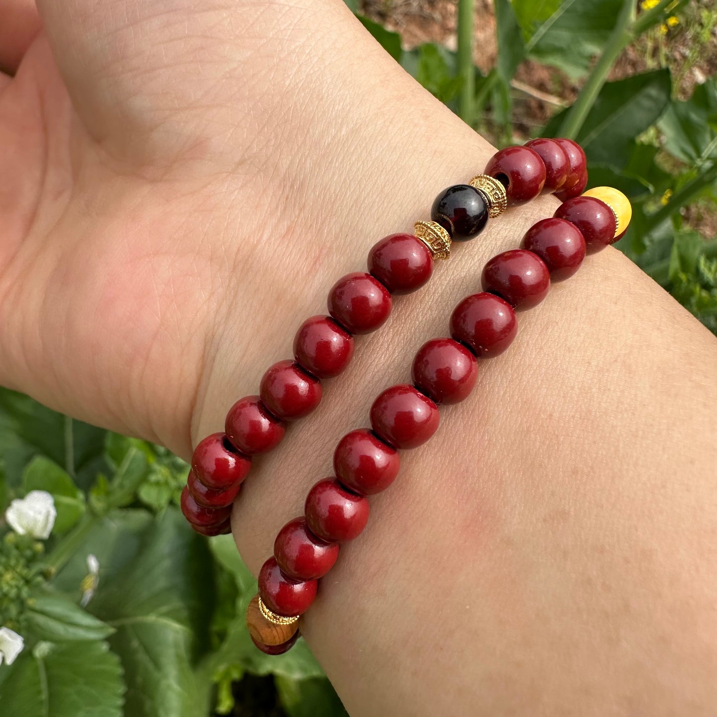 Cinnabar Five Elements Double-Layer Bracelet